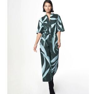 The Kit by Daniel Vosovic Aqua Jungle Light Cotton Slub Issa Jumpsuit Size S